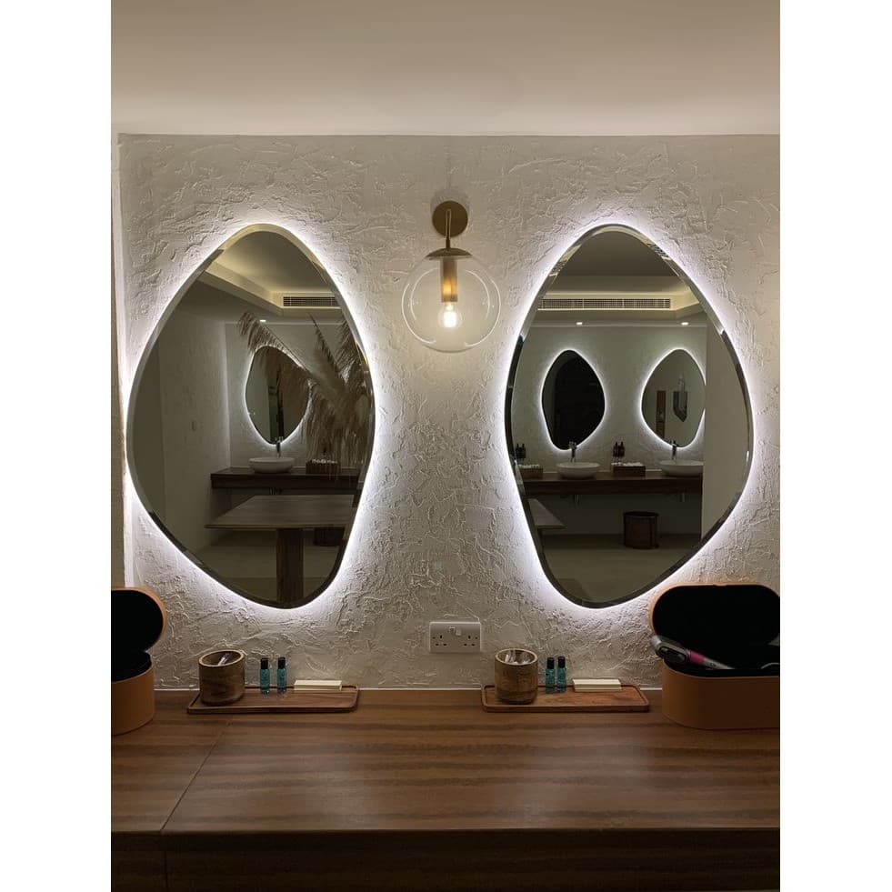 Kit 2 Espelhos Led Orgânico Moderno Parede Decorativo Espelho Para Sala Espelho Para Banheiro Espelho Para Quarto