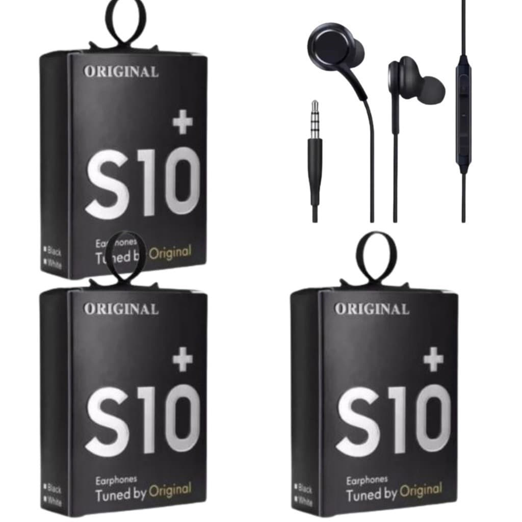 Kit Fone De Ouvido S10+ Saída P2 Intra Auricular Bass Grave Celular Smartphone Preto .