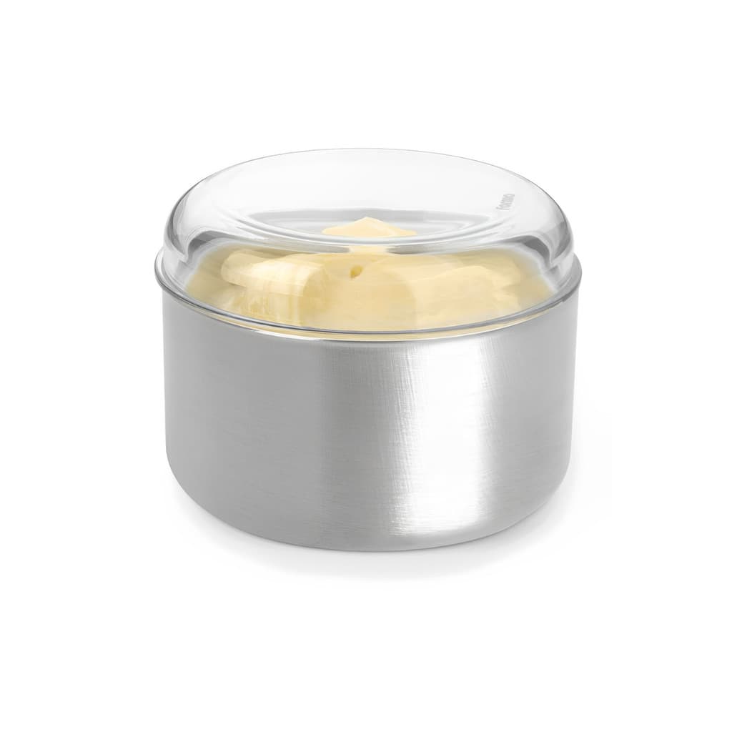 Manteigueira margarineira pop  350 gr aço inox  tampa acrilico Forma qualidade e durabilidade