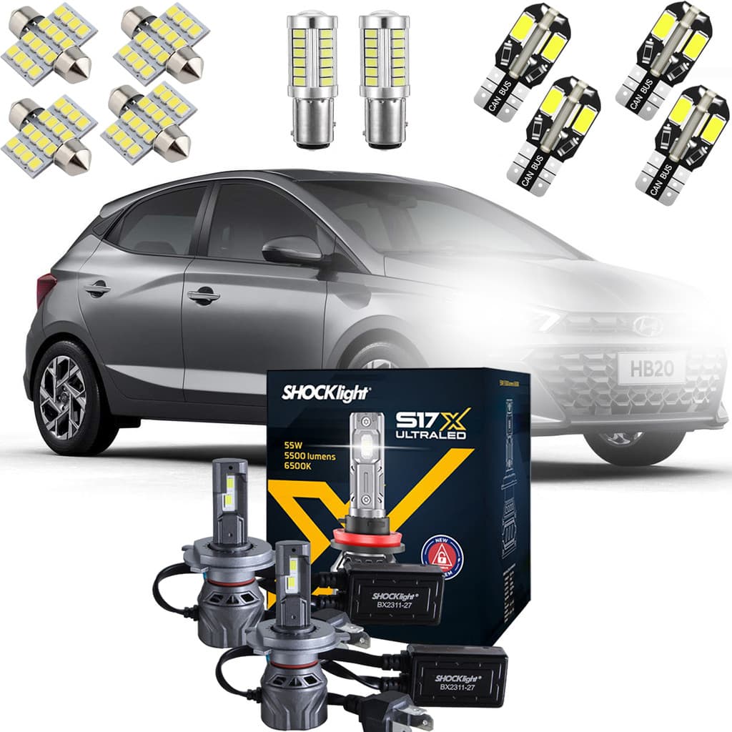 Kit Lampadas Ultra Led Anti Erro Painel Hyundai Hb20 2020 A 2025 H19 Alto Baixo Drl Internas