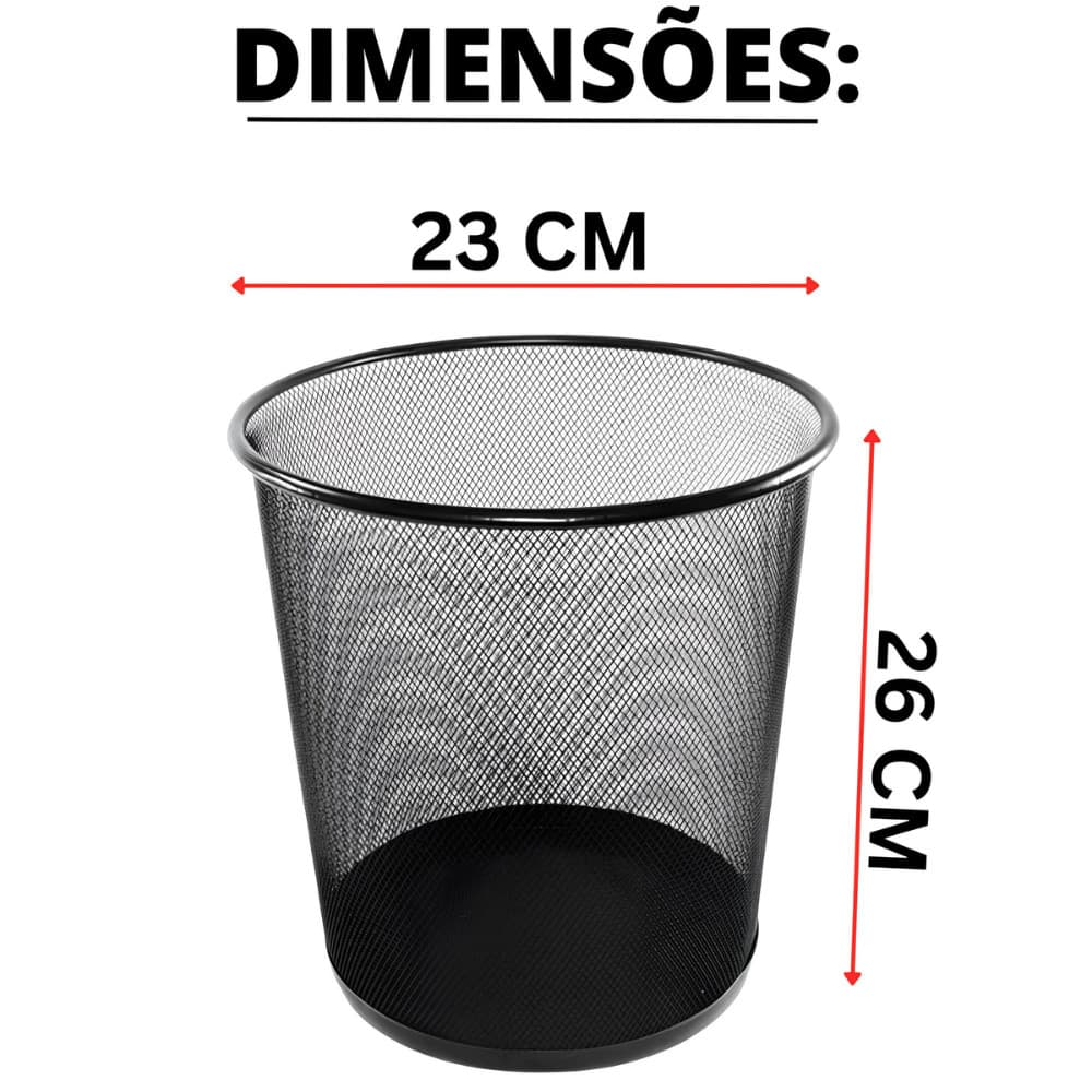 Lixeira Metal 10 Litro Aramado Cesto Lixo Reforçado Para Escritorio Casa Quarto a