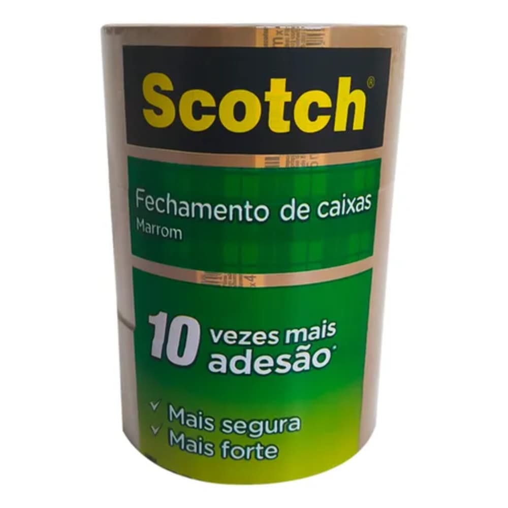 4 Fita Adesiva Forte Scotch 45mm X 45m Cor Marrom