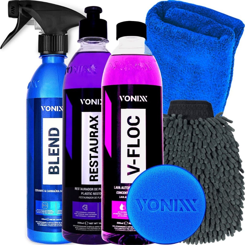 Kit Lavagem Automotiva Shampoo V-Floc Blend Restaurax Vonixx