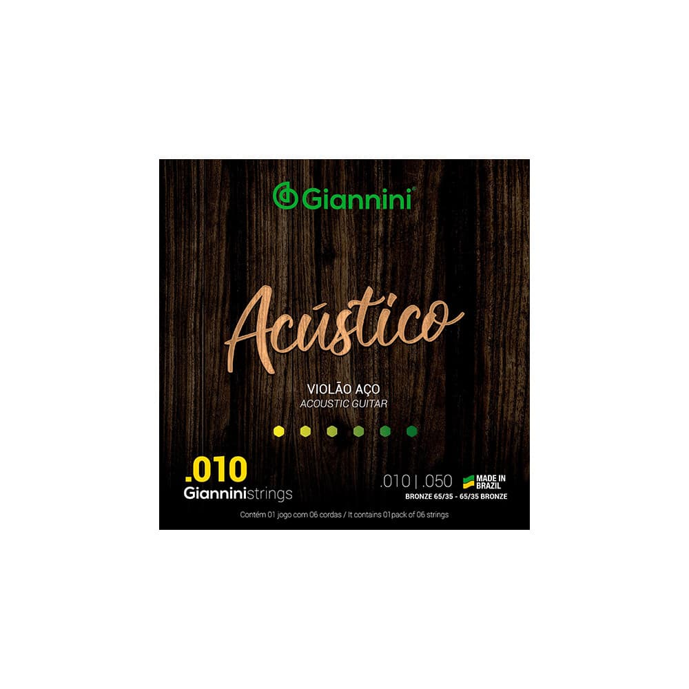 Encordoamento Corda Violão Aço Nig Giannini Acústico 0.10