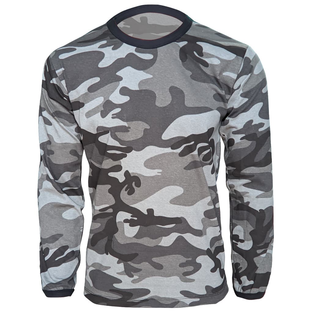 Camiseta Camuflada Urbano Manga Longa 100% Algodão