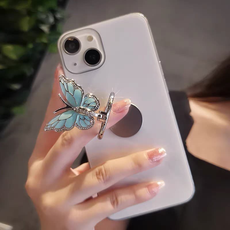 Luxuoso Anel De Suporte De Telefone Em Forma De Borboleta Brilhante 180 ° Dobrável Para De 360 Graus * &-*