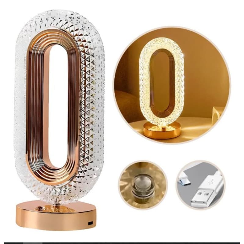 Luminária Criativa Retrô Mesa Abajur Cristal Touch Led 3 Cores Recarregável