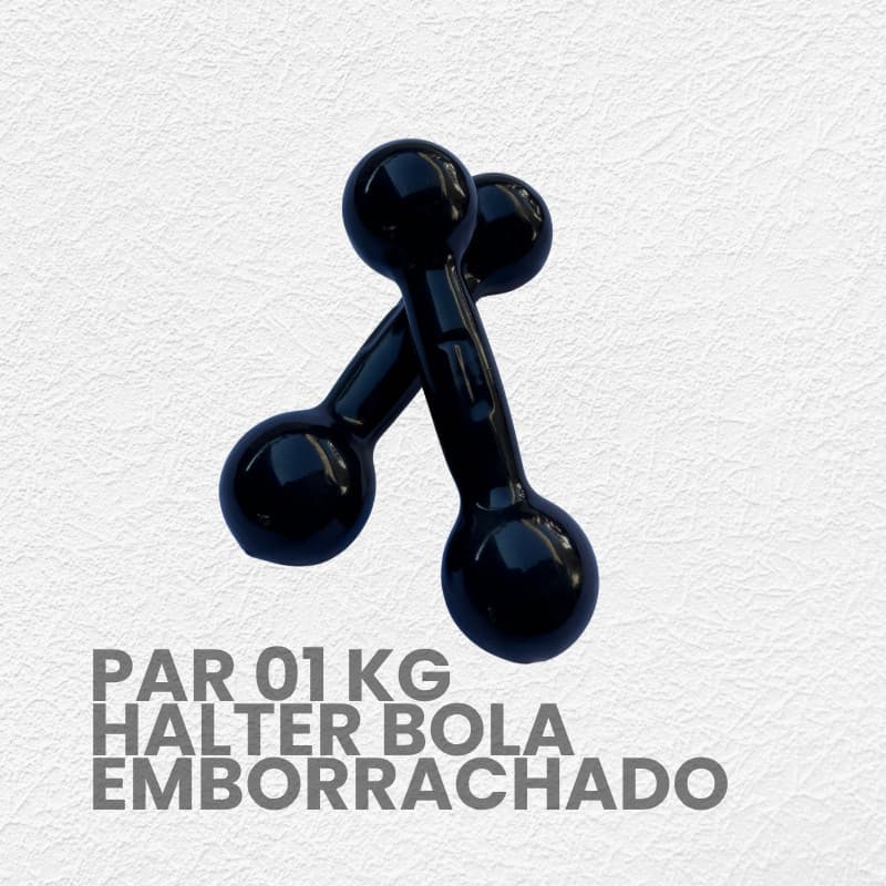 Par de Halter Bola 1kg Emborrachado- peso de academia 1kg - 2 unid Treino em casa, Fisioterapia