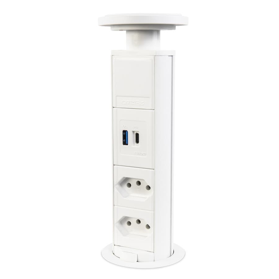 Torre De Tomada Branca Usb Tipo C + A Turbo + 2 Elétricas 20A
