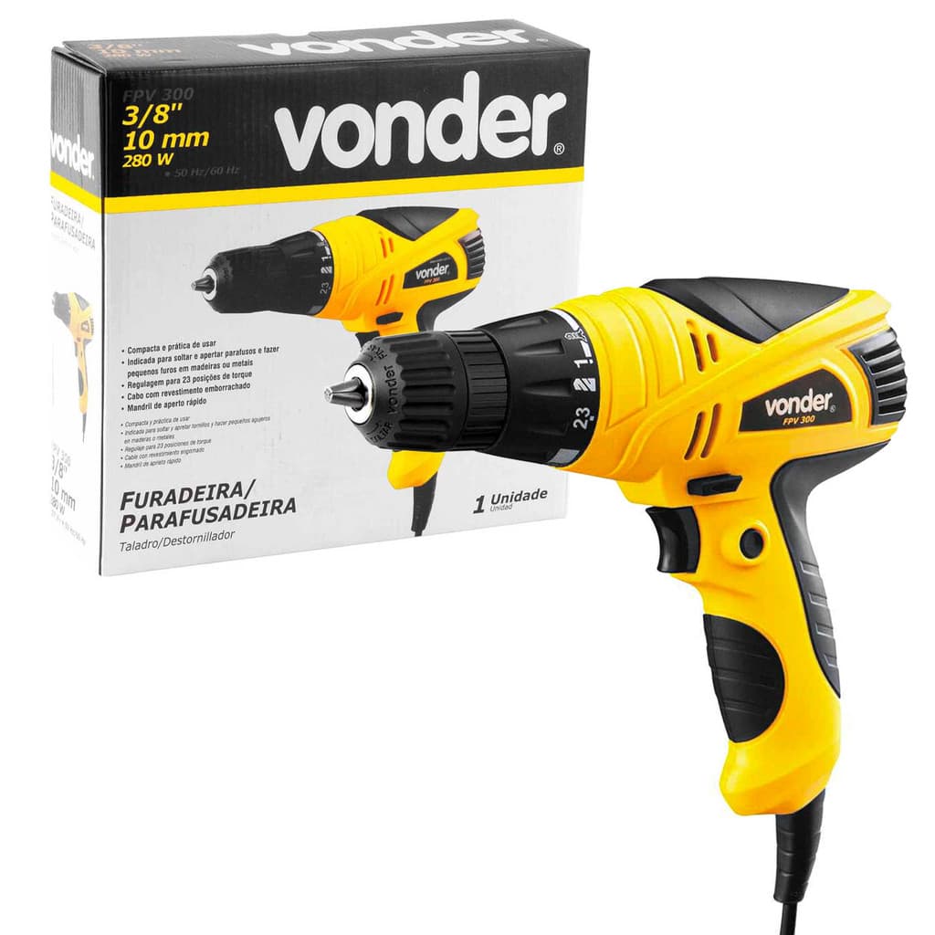 Parafusadeira E Furadeira 3/8 Pol 280W FPV 300 Vonder 127V