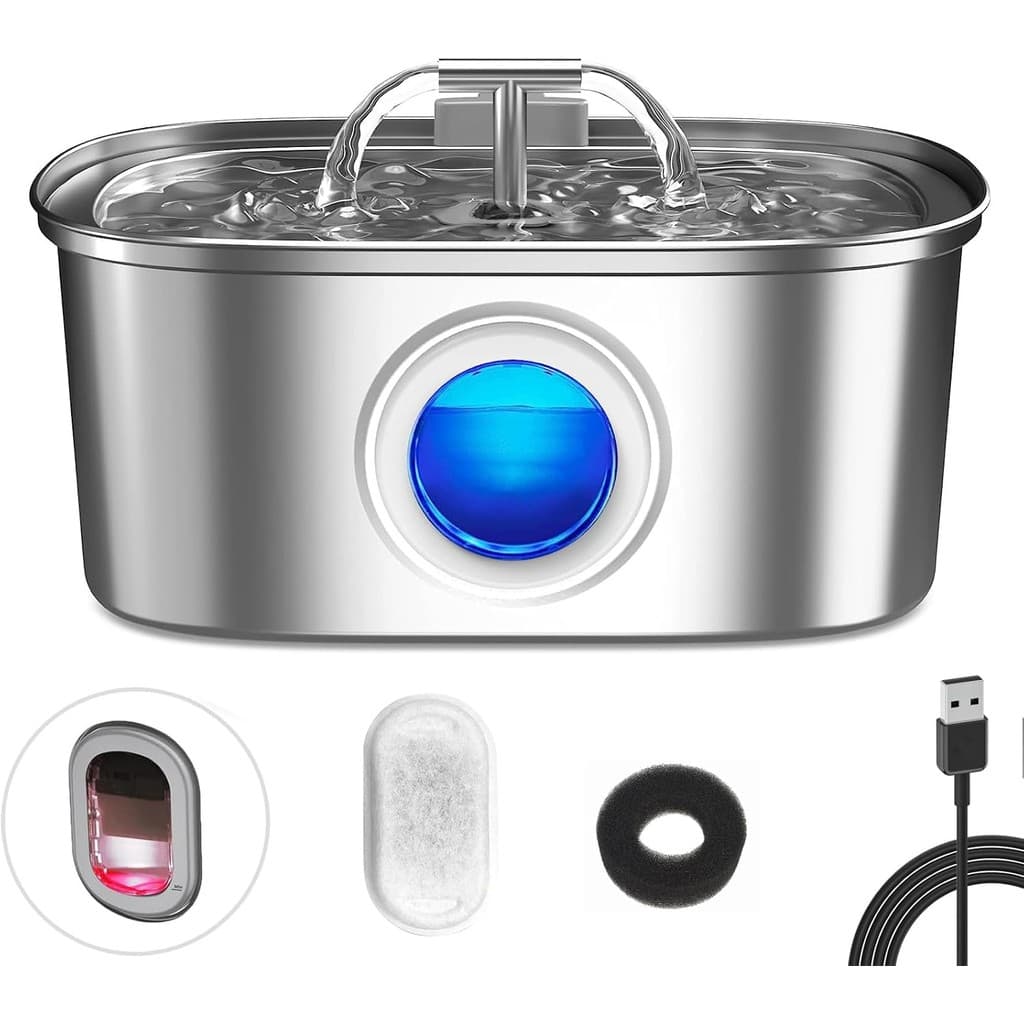 Aço Inoxidável Fonte para Gatos com Filtro 3.2L Dispensador de água para Cães Bebedouro Gato Automático Super Silencioso