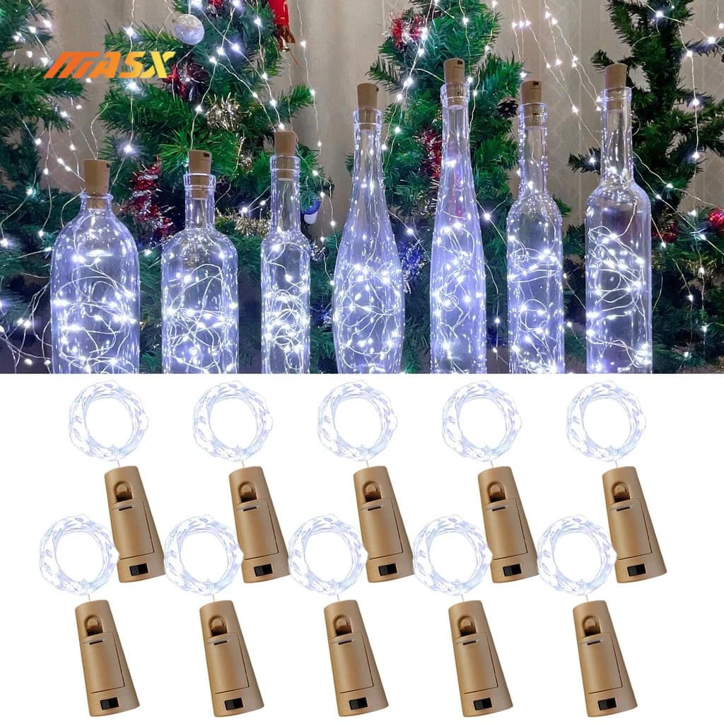 Kit 10 Rolha De Led Luz Fio Fada 2m 20 Led Garrafa + Bateria