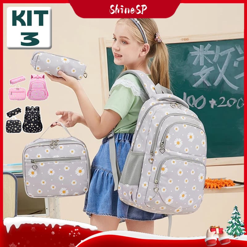 Bolsa escolar infantil impermeável Mochila Escolar Padrão Margarida Impermeável Impermeavél Mochila Grande Capacidade