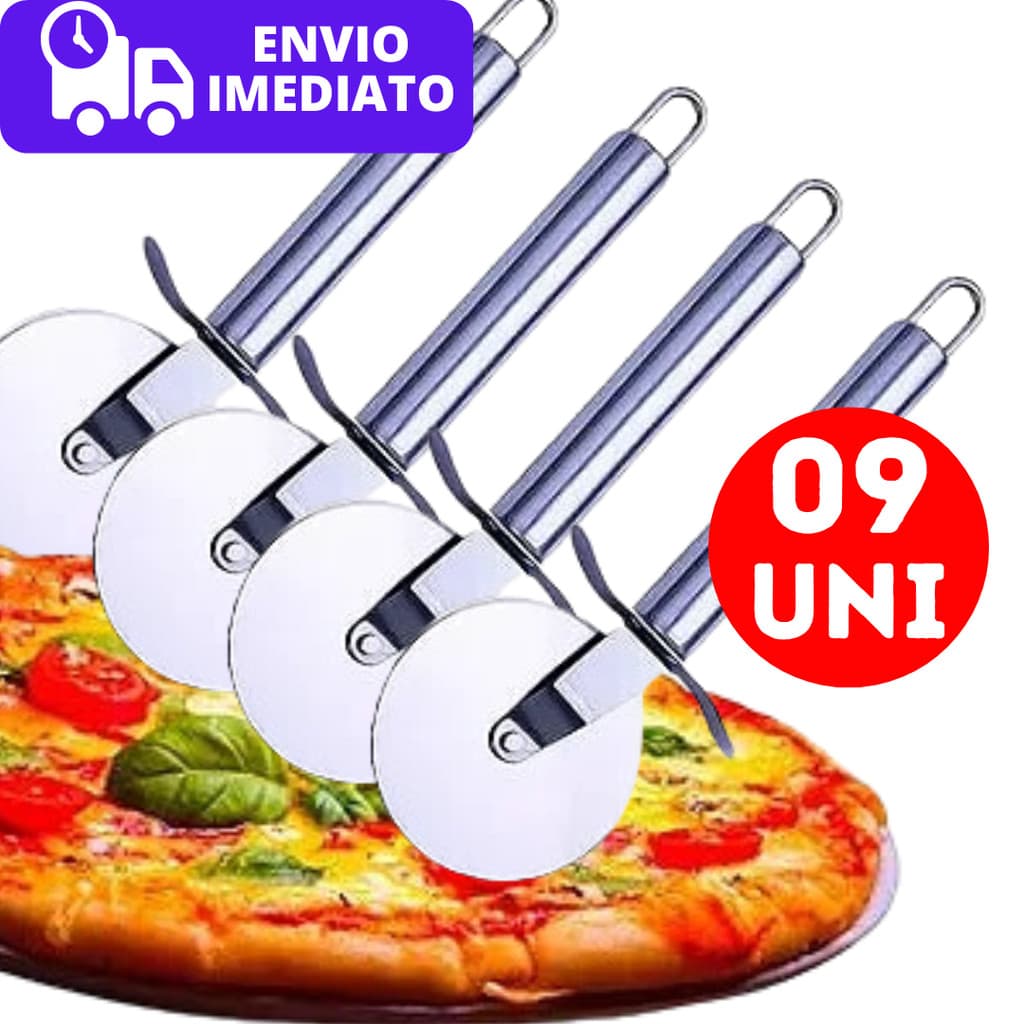 Kit 09 Cortador de Pizza Carretilha de Massas Pastel Bolos Aço Inox Profissional