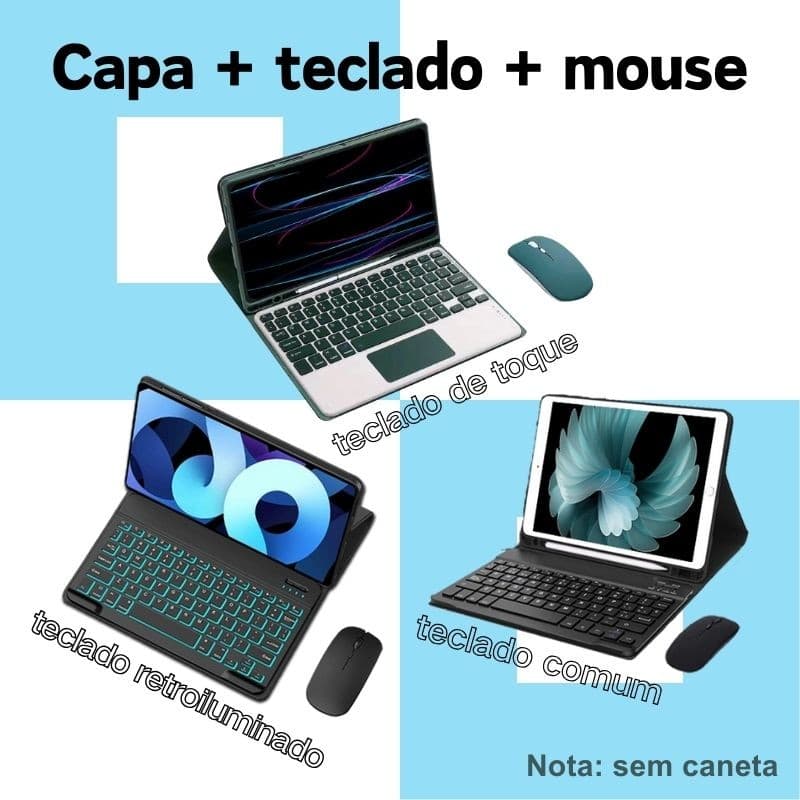 Capa + Teclado Bluetooth + Mouse Para Samsung Galaxy Tab S6 lite 10,4polegadas P610/P613/P615/P619
