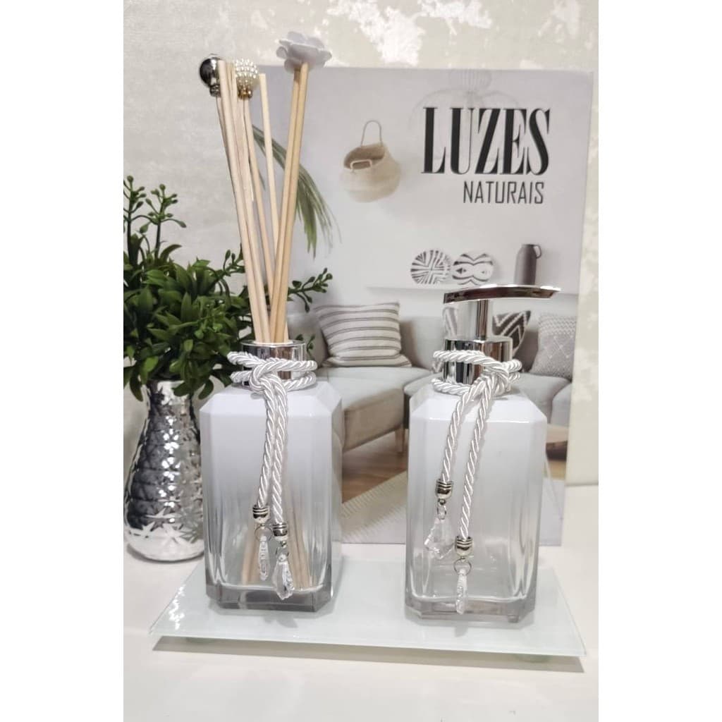 Kit Difusor e Saboneteira com Bandeja Lapidus Branco