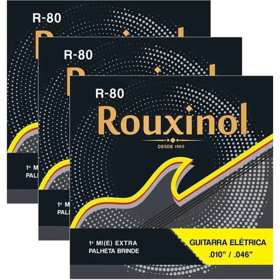 Kit 3 Encordoamentos Guitarra Rouxinol 010-046 R80