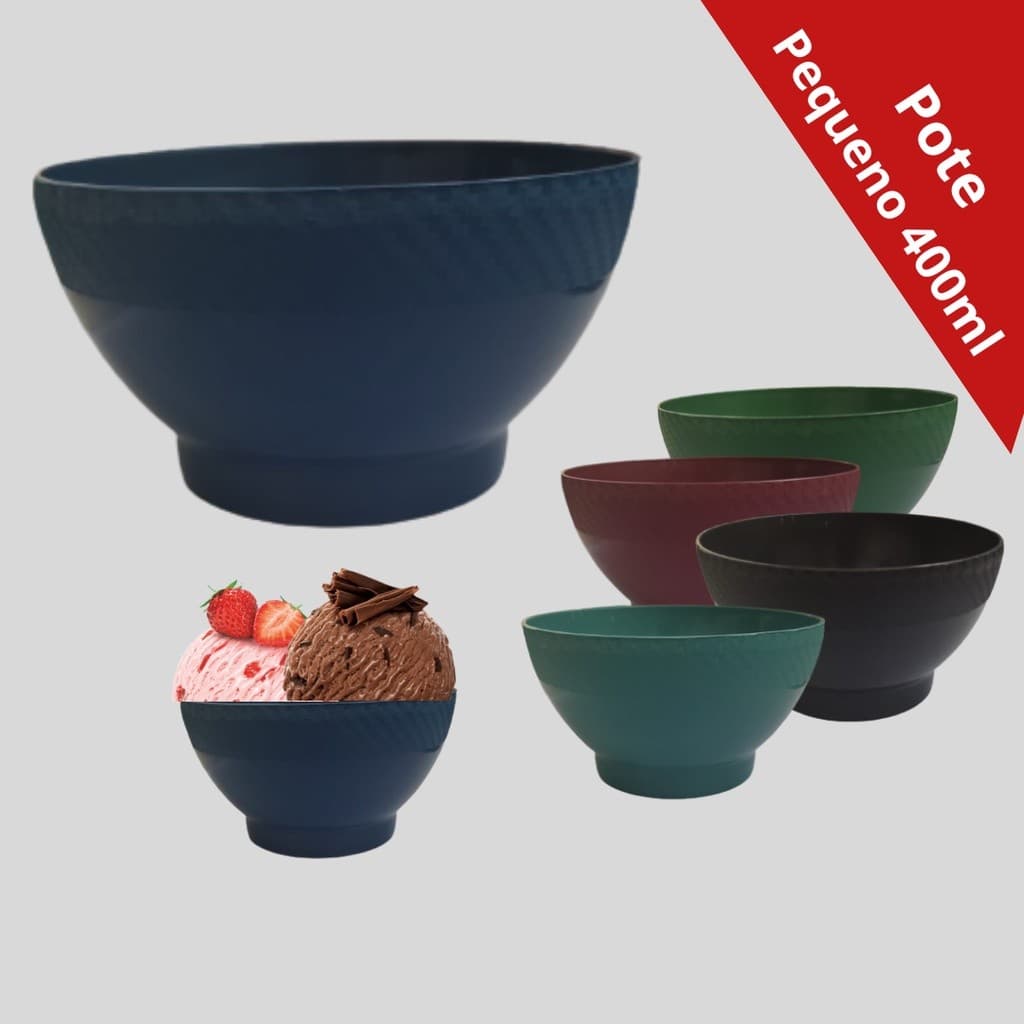 Kit 10 Tigela Cumbuca Bowl Pote Plástico - 400ml -  Pote Pequeno