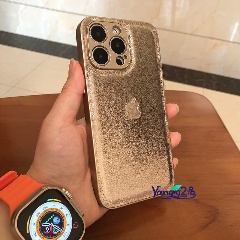 Capa Luxuosa De Textura De Couro Para iPhone 16 15 14 13 12 Mini 11 Pro Max XR 7 8Plus Simples À Prova De Choque Silicon