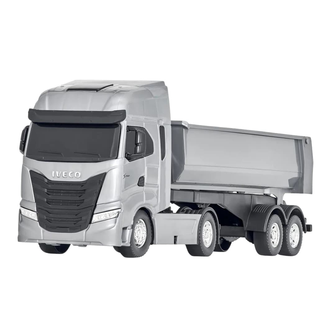 Caminhão Iveco S-Way Toco Basculante Caçamba e Porta Levantam - Detalhes Realistas Brinquedo Infantil - Usual