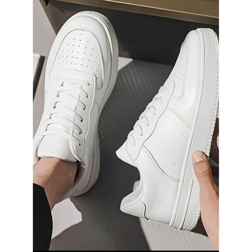 Tênis Casual Branco Couro Treino Caminhada Corrida Academia Plataforma Feminino Masculino 34 ao 43