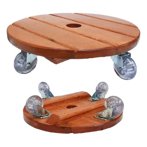 Suporte De Madeira Para Vasos  Red 30cm  Rodízio Silicone