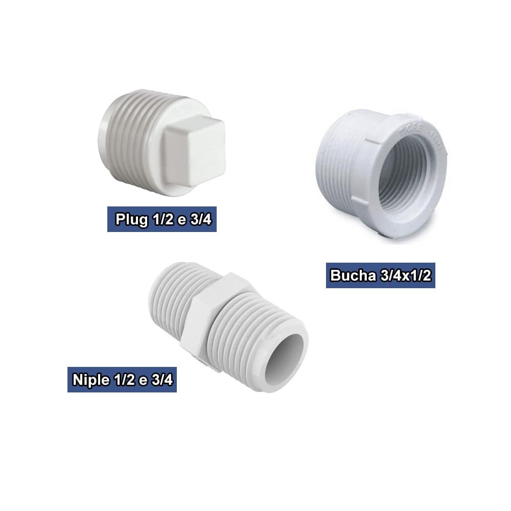Conexão Hidráulica Niple Plug Bucha 1/2'' 3/4''