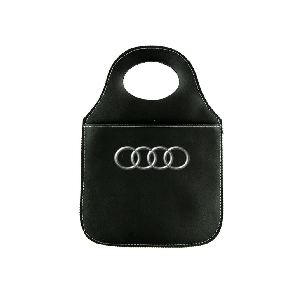 Lixeira Automotiva Personalizada Costurada Preta Compacta Porta Lixo De Carro Várias Marcas