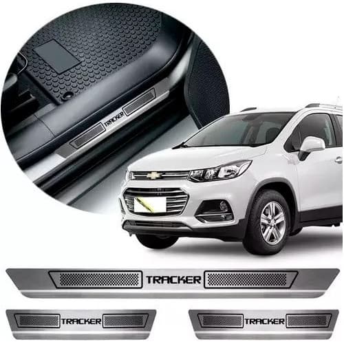 Jogo Soleira Porta Aço Inox Chevrolet Tracker 2017 2018 2019