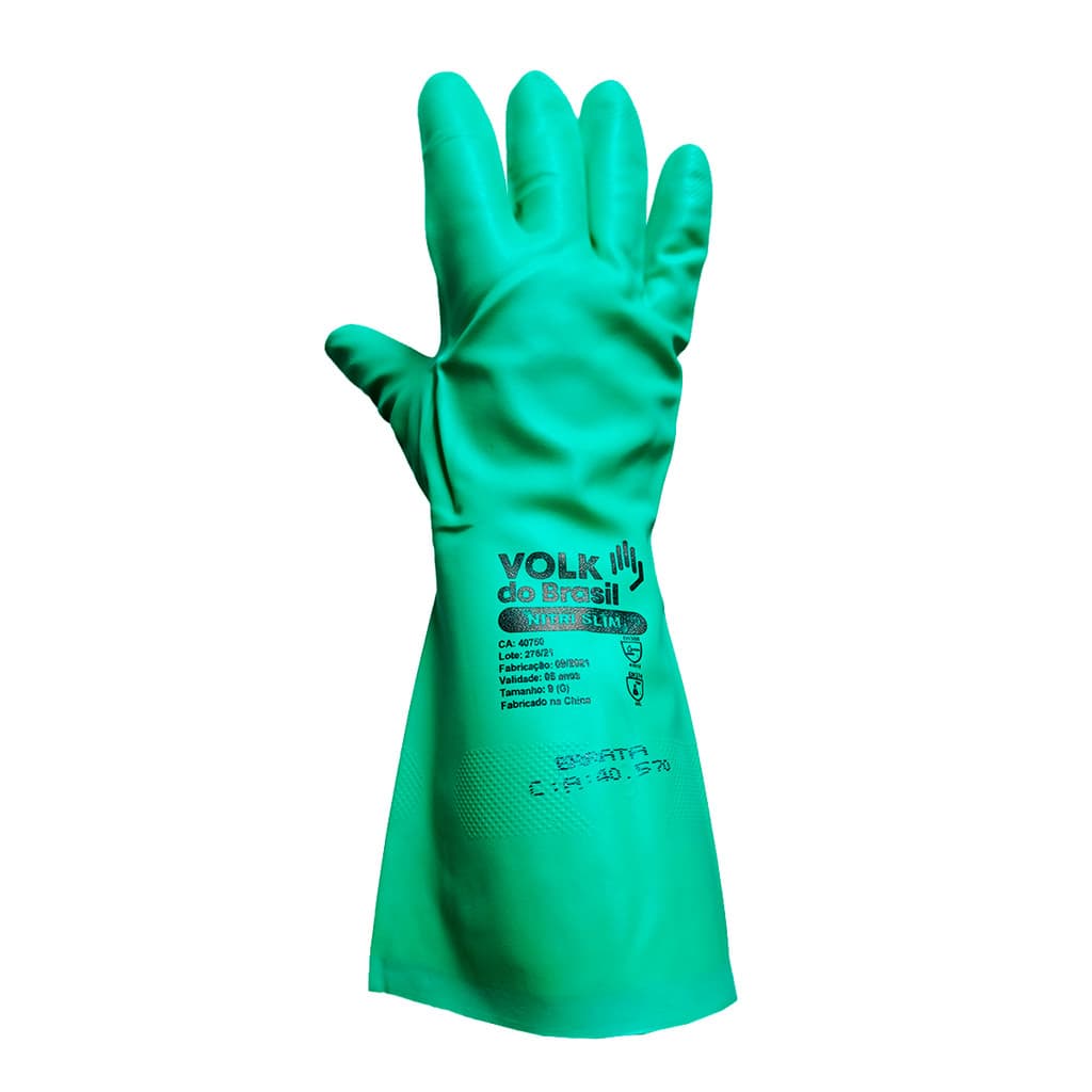 Luva Nitrilica Long C/forro Antiderrapante Verde Multiuso Ca 40570