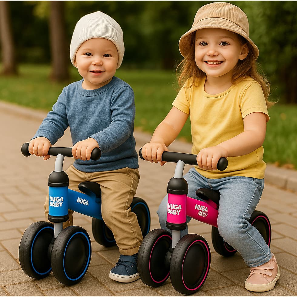 Bicicleta Infantil Sem Pedal Seguro Andar na Rua Rodinhas Apoio Equilíbrio com 4 Roda diversão Bike