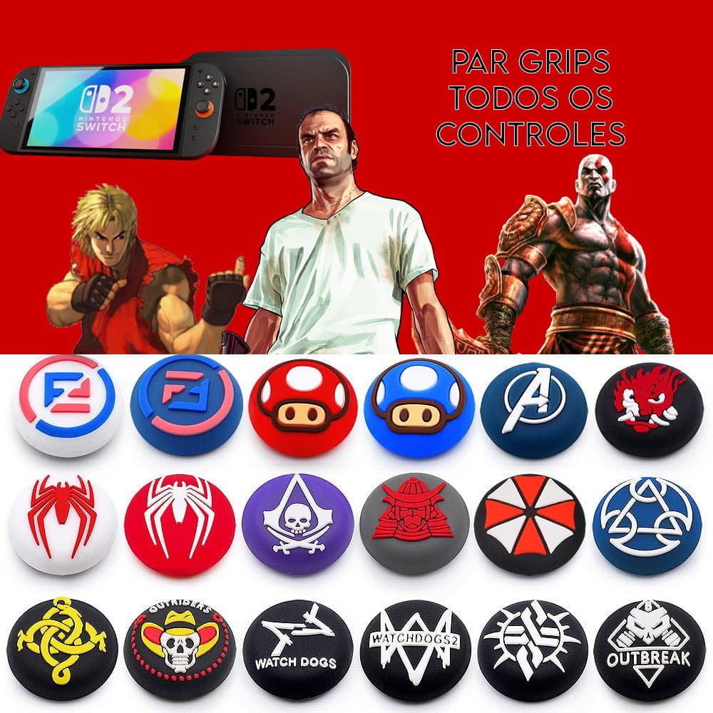 (D) Grip Com Desenho para controle Ps3,Ps4, Ps5, Xbox One, Xbox X/S, Switch 2 Ótima qualidade, Envio imediato