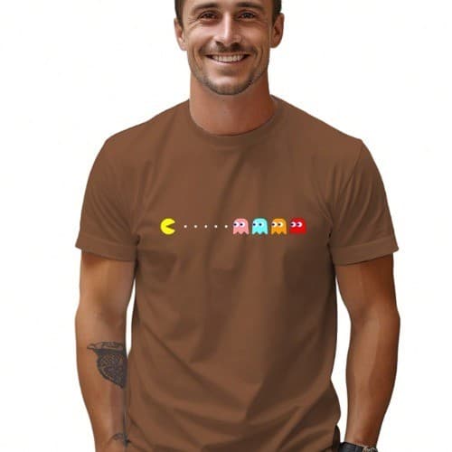 Camiseta Pac Man Jogos Antigos Camisa Algodão Geek Manga Curta