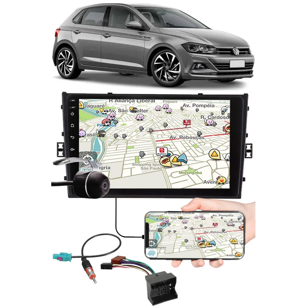 Multimídia 9" Novo Polo Espelhamento USB Bluetooth Chicotes Interface Volante Moldura Painel Câmera