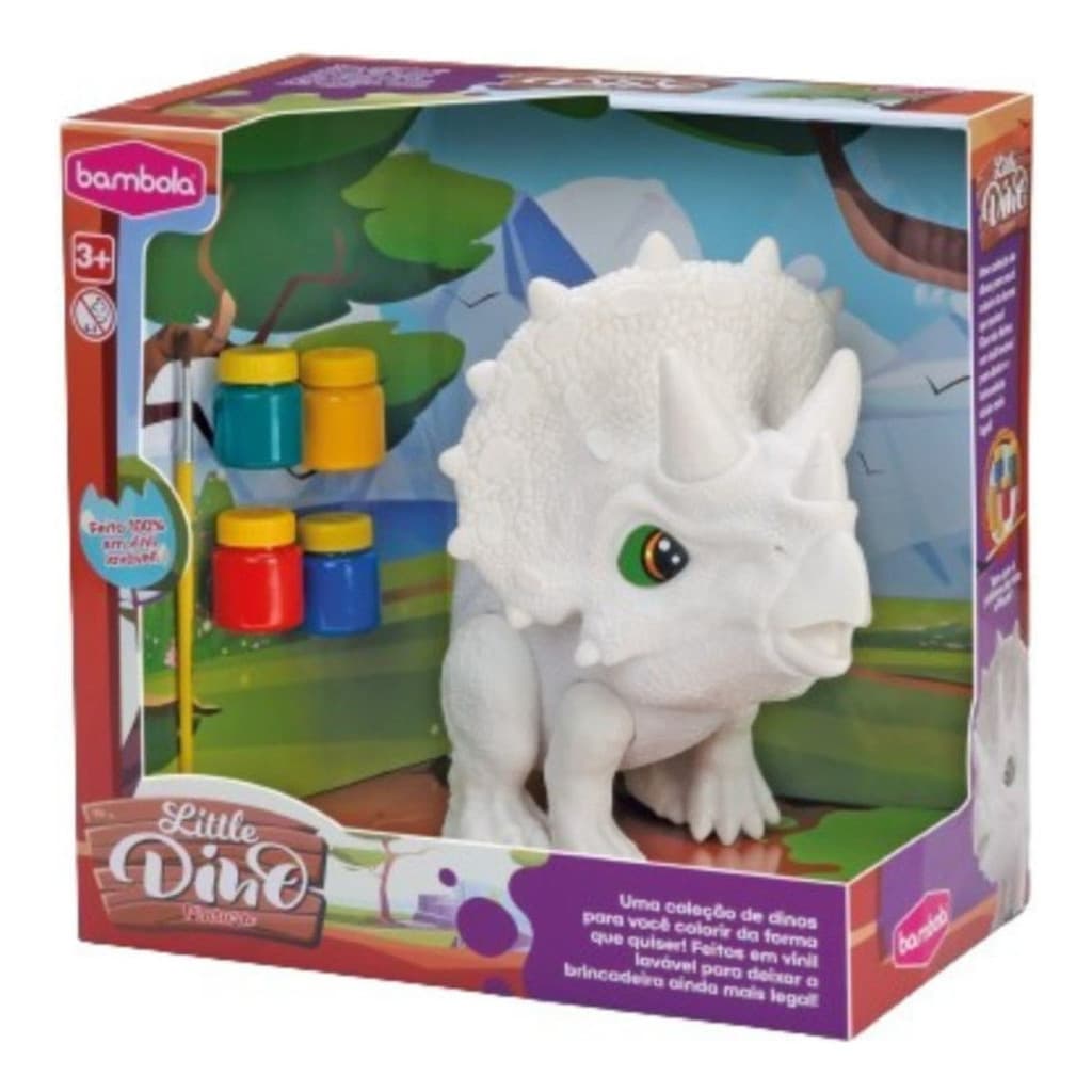 Dinossauro Brinquedo Pintura Little Dino Triceratops Bambola