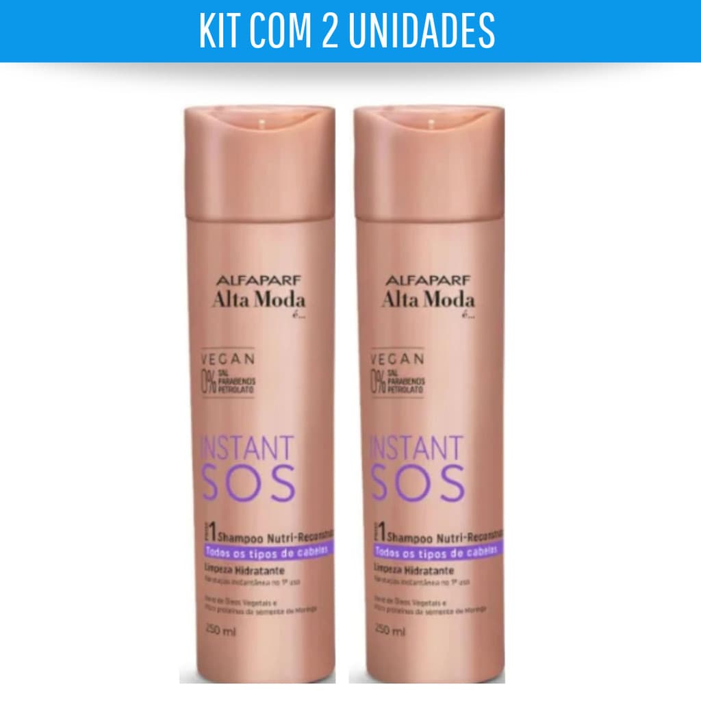 KIT 2 ALTA MODA SHAMPOO SOS INSTANT NUTRI-RECONSTRUTOR 250ML