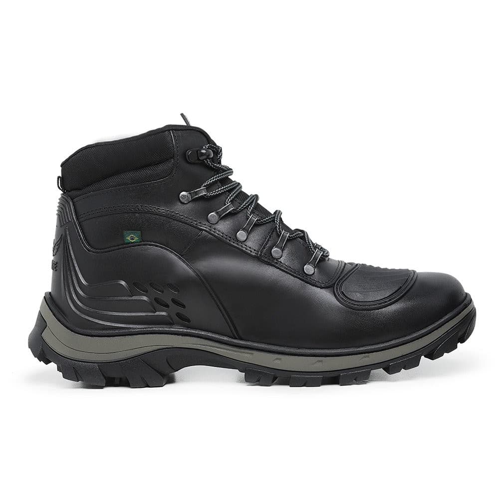 Bota Coturno Motociclista Centuria em Couro Preto