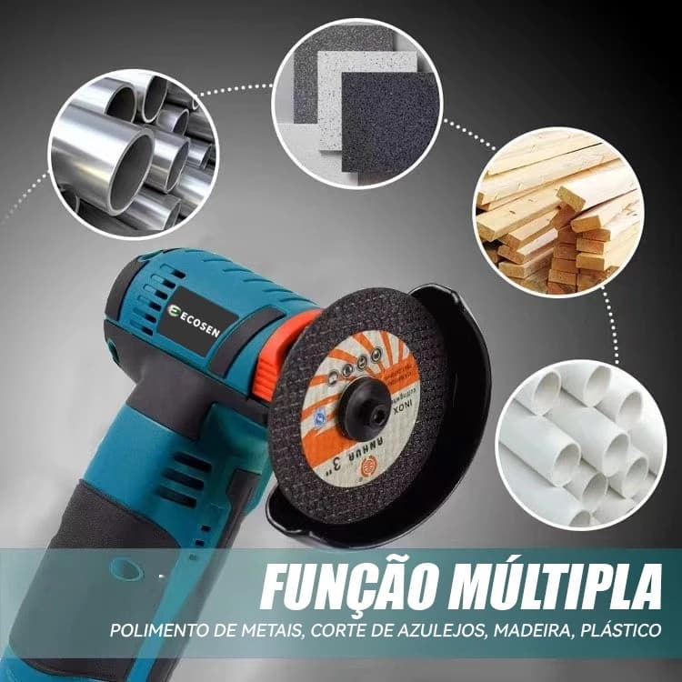 Esmerilhadeira Lixadeira PowerGrip Portátil Bateria Recarregável 12V Serra Mármore 76mm