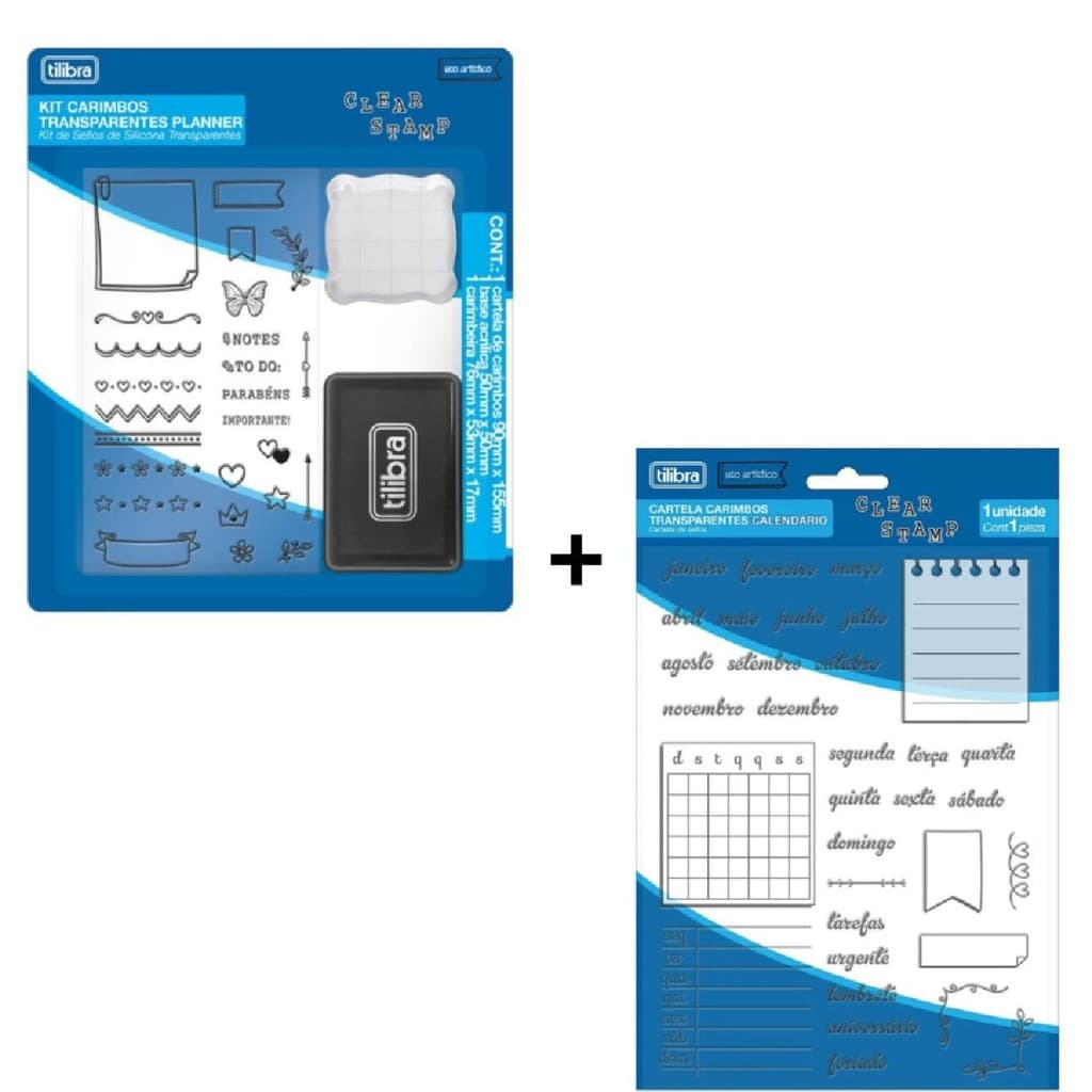 Carimbo De Silicone Clear Stamp Planner + Cartela Calendario 33 Itens - Tilibra