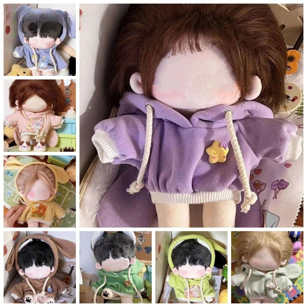 Moletom com capuz de boneca de algodão de 20 cm, roupas fofas com capuz, Mini feito à mão --- e - ** - && * && - && - *