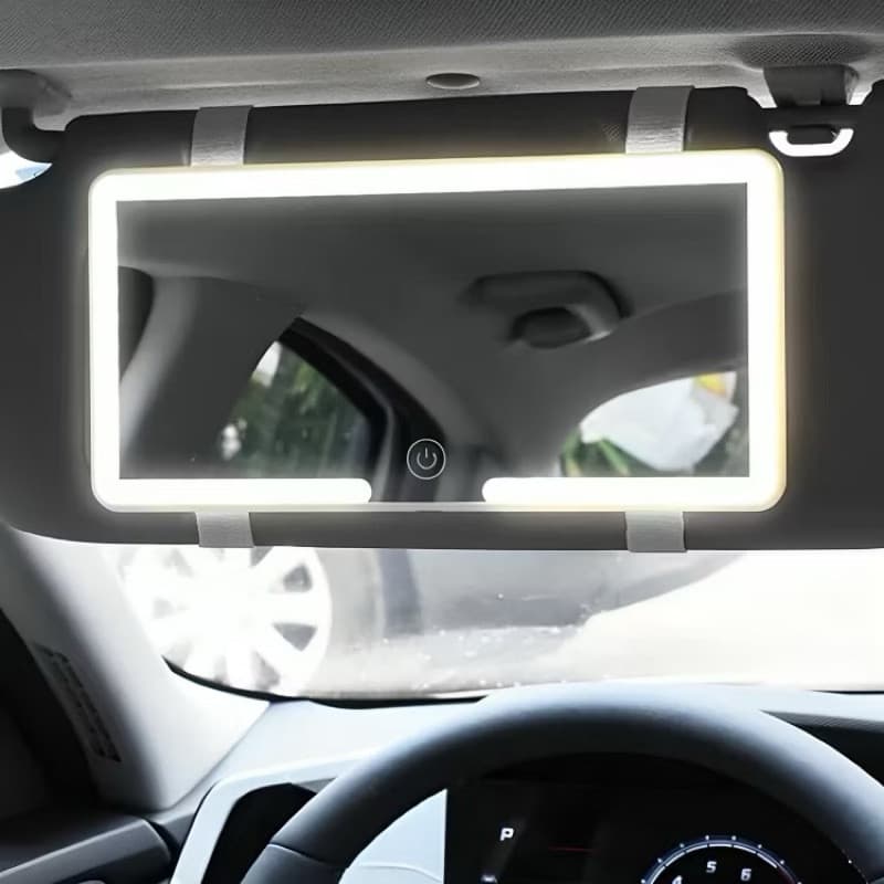 Espelho Led Quebra Sol Retrovisor Carro Recarregável Para Maquiagem Com 3 Tons de Cor