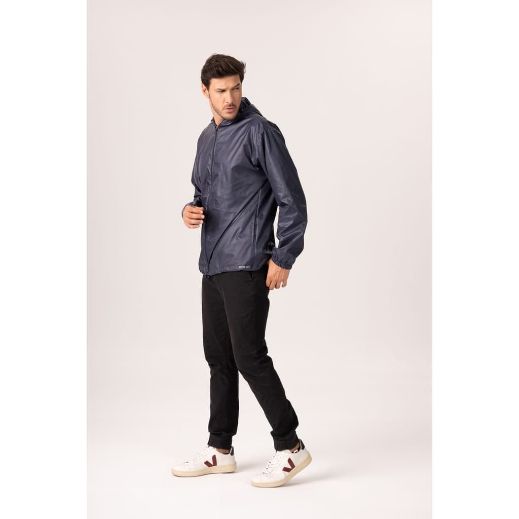 Jaqueta Corta Vento Masculina Stoff  Azul com Capuz | Leve, Resistente e Confortável