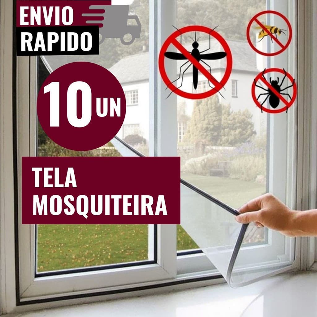 Conjunto 10 Telas Mosquiteira Janela Ajustável 1,30Mx1,50M Anti Insetos Dengue Mosquito