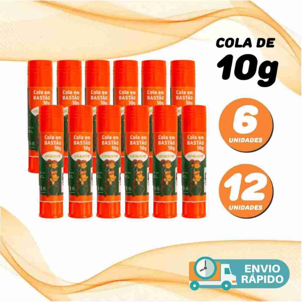 Cola Bastão 10g Leo&Leo Kit Promoção 12 ou 6 unidades Cola Escolar em Bastão