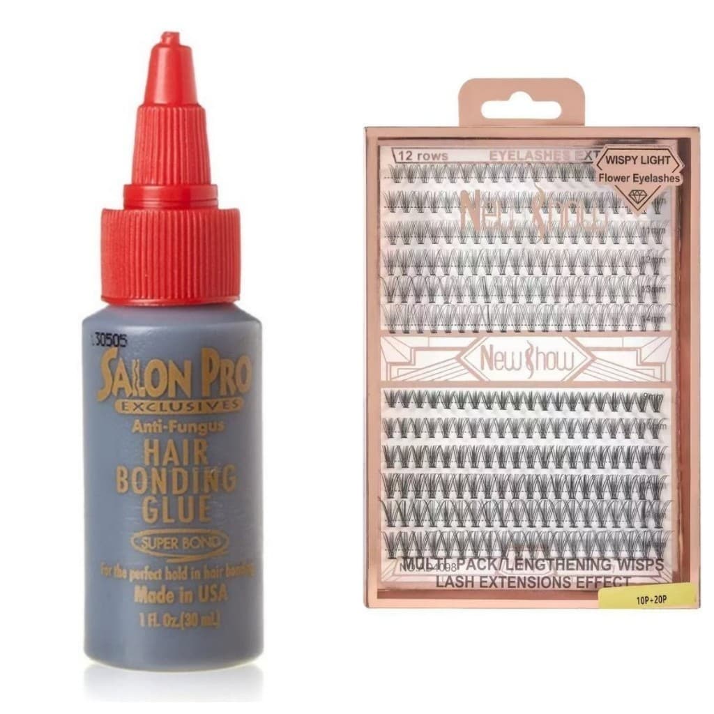 New Show Conjunto de Cola 30ml Salon Pro + Caixa Com Cílios postiços 6D MINK - 240 Tufinhos Sem Nó