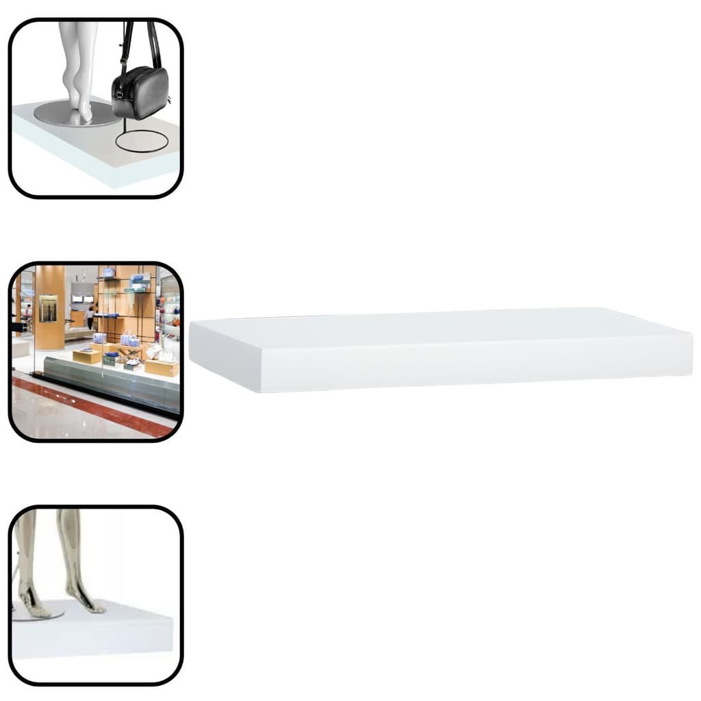 Base Tablado Para Manequim Vitrine MDF Branco 10x50x100cm