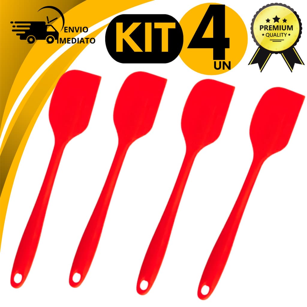 Conjunto 4 Espatulas de Silicone Espátula Raspadora Premium Espatula Pão Duro Bolo Massa Resistente