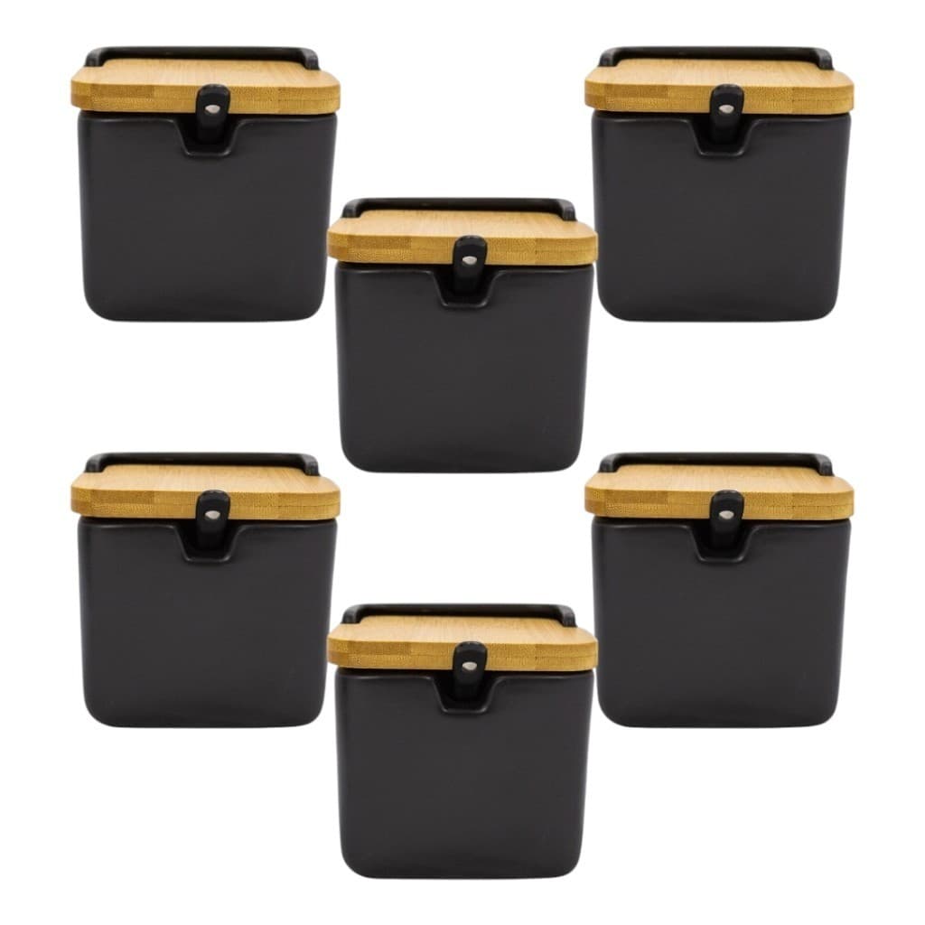 Saleiro Preto 270ml Para Restaurante Cozinha 6 Unidades Temperos Porta Sal
