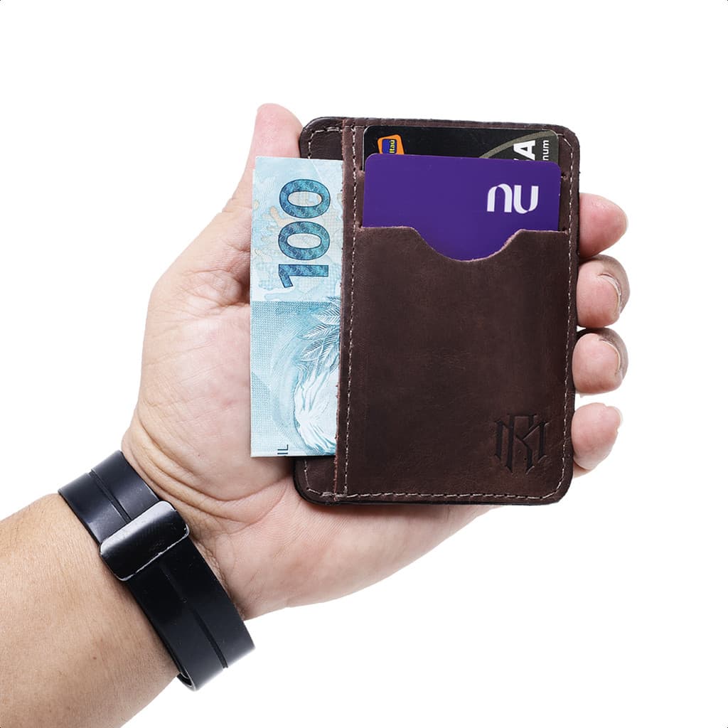 CARTEIRA MASCULINA PORTA CARTAO SLIM EM COURO LEGITIMO