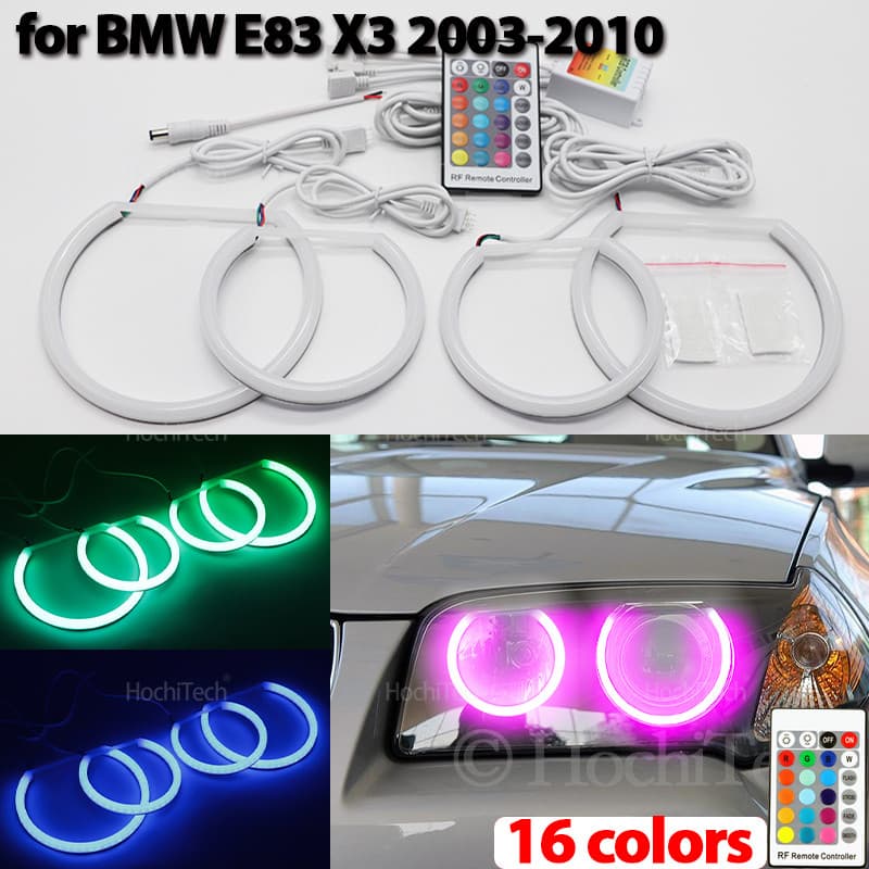 Kit De Anel De Olhos De Anjo RGB De Algodão , 16 Cores , Flash , Controle Remoto , Luz Diurna Para BMW E83 X3 2003-2010
